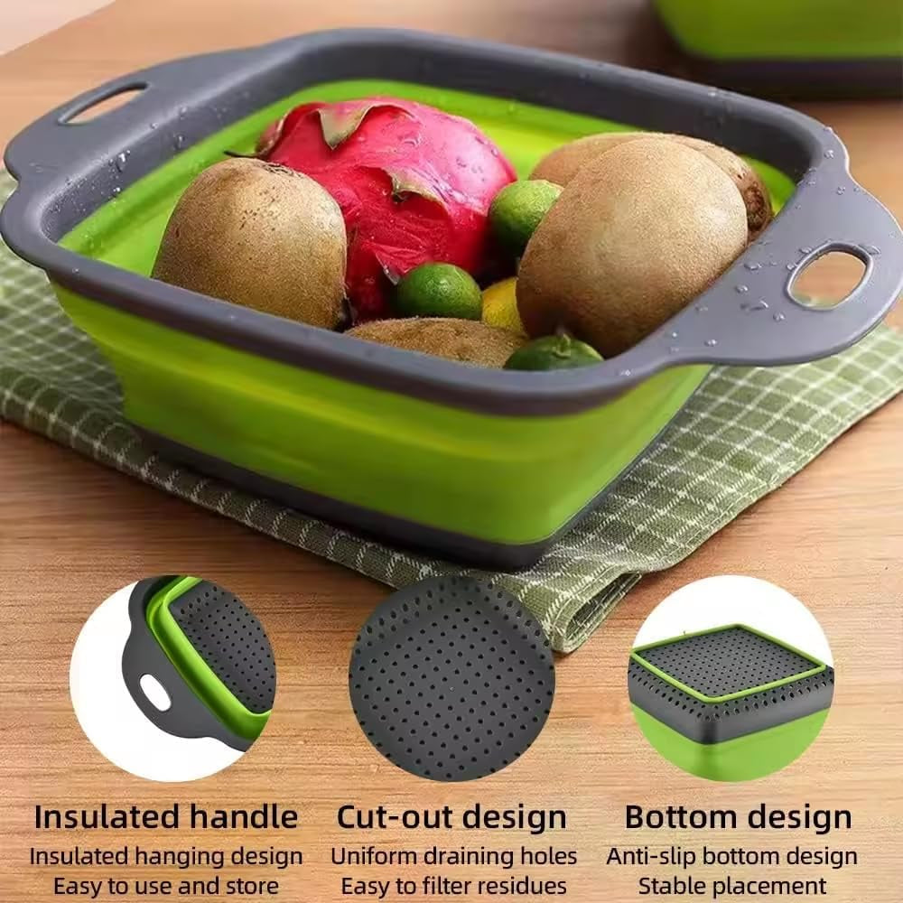 3 Packs Silicone Collapsible Strainer Silicone Collapsible Colanders for Easy Storage for Pasta & Veggies or as a Fruit or Berry Bowl