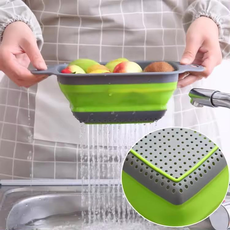 3 Packs Silicone Collapsible Strainer Silicone Collapsible Colanders for Easy Storage for Pasta & Veggies or as a Fruit or Berry Bowl